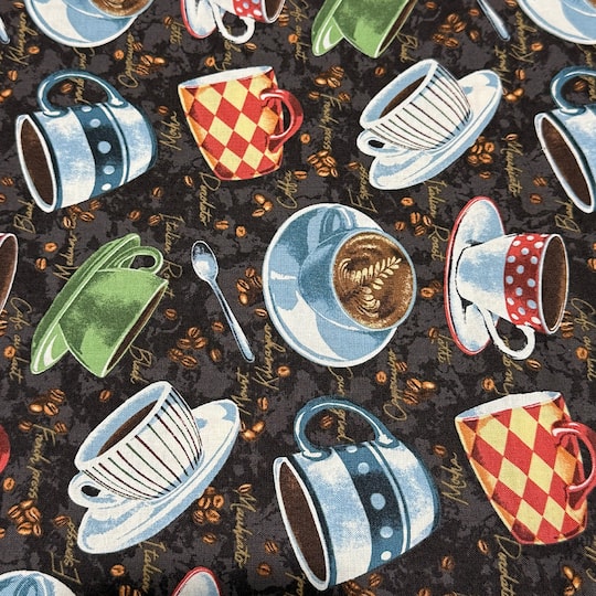 Feldman Brown Coffee Mug Toss Cotton Fabric